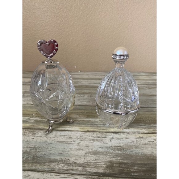 Lenox Other - Lenox Crystal Mini Egg Trinket Boxes Set of 2 Diamonds & Pearls Made Germany
